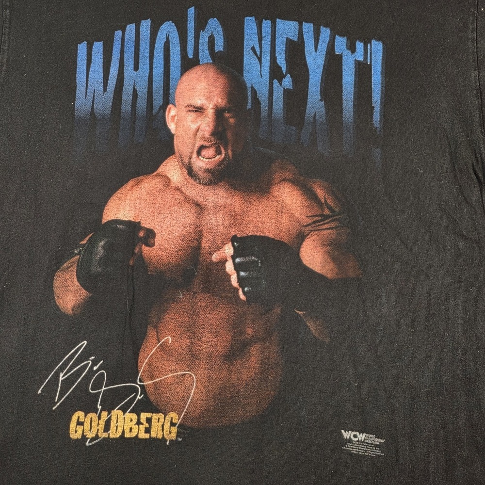 Vintage WCW Goldberg Who's Next T-Shirt Men's 2XL Black 1998 Wrestling